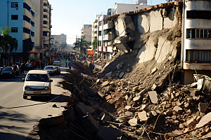 地震崩塌房屋倒塌摄影图