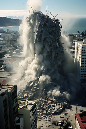 地震房屋倒塌地裂摄影图