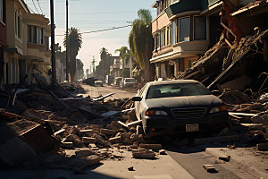 地震崩塌地裂摄影图