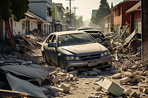 地震地质灾害崩塌摄影图
