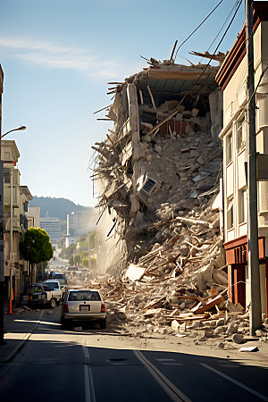 地震自然灾害房屋倒塌摄影图