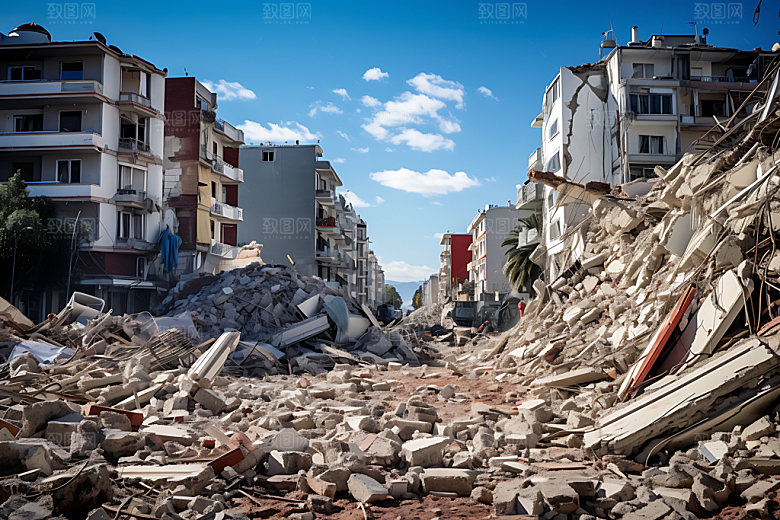 地震地裂房屋倒塌摄影图