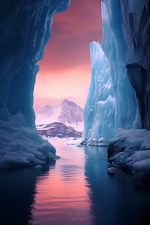 冬季冰川极地寒冰摄影图