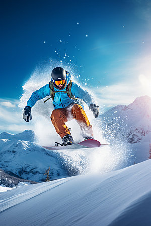 冬季户外滑雪滑冰3D插画人物模型