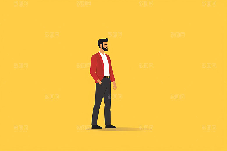 冬季户外路人人物组合矢量插画