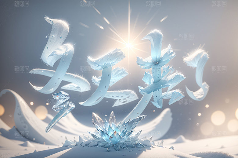 冬天来了艺术字彩色模型
