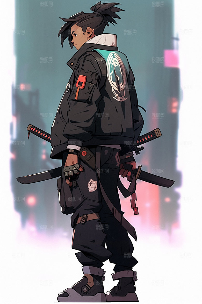 动漫人物帅气炫酷插画