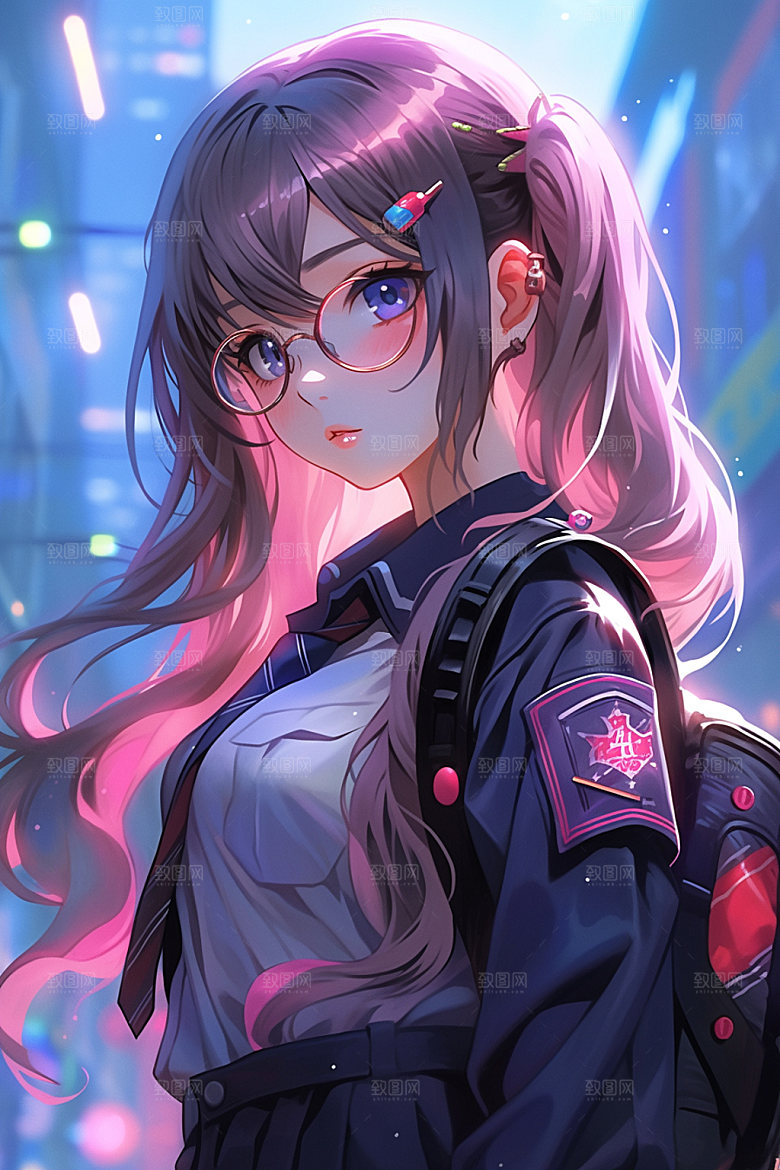 动漫人物时尚赛博朋克插画