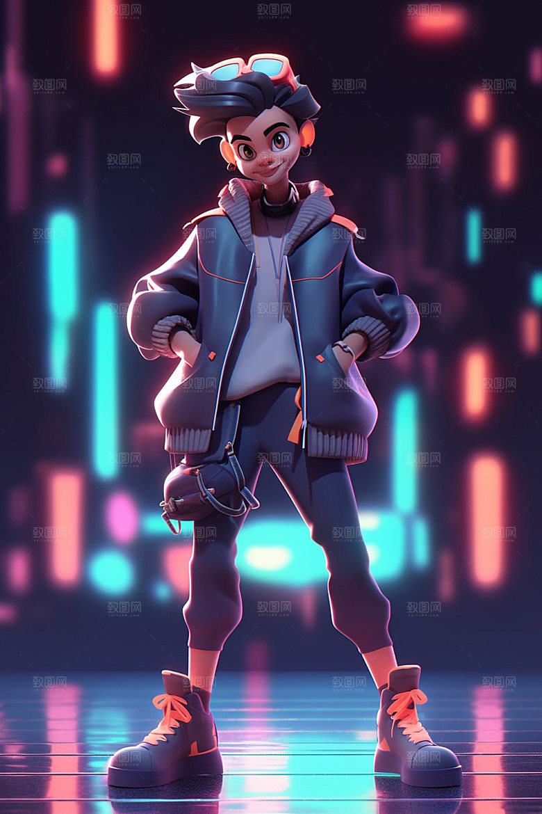 动漫人物卡通炫酷插画
