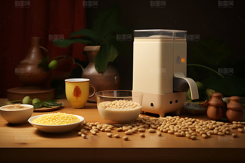 豆浆机模型料理机效果图