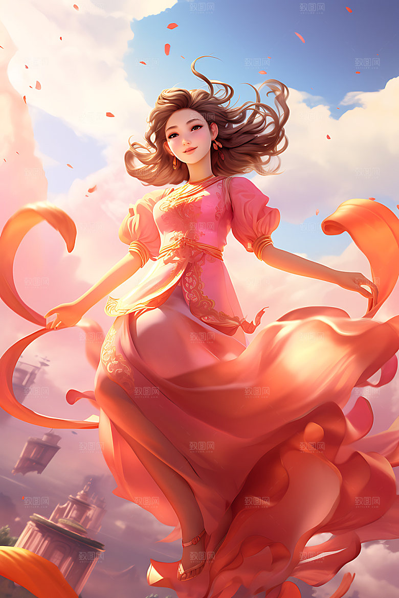 仙女中国风柔美插画