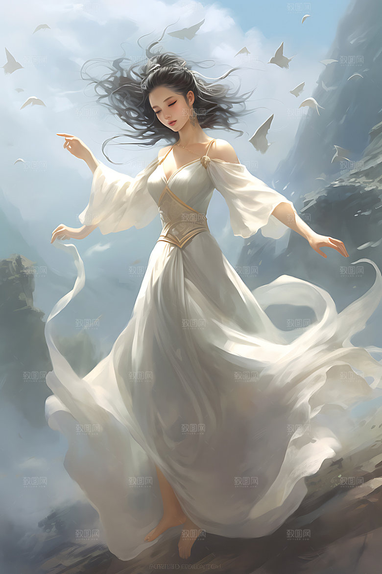 仙女少女古风插画