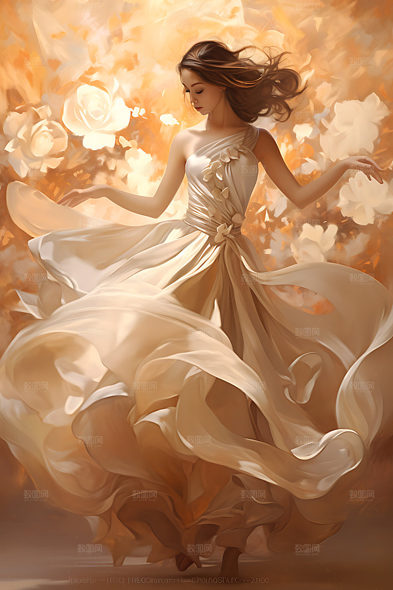 仙女柔美手绘插画