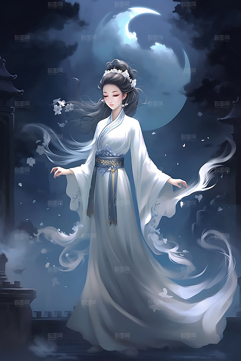 仙女灵动少女插画