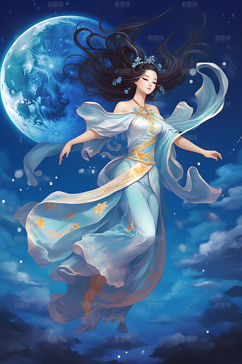 仙女中国风少女插画