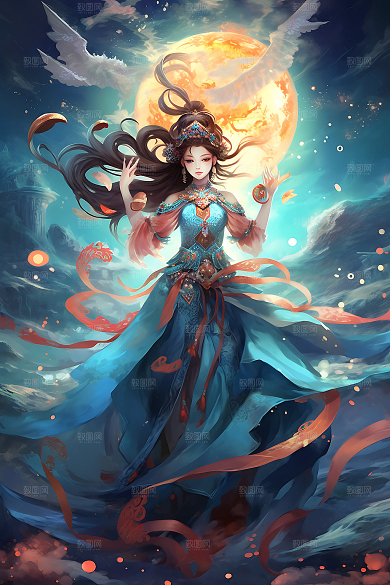 仙女中国风少女插画