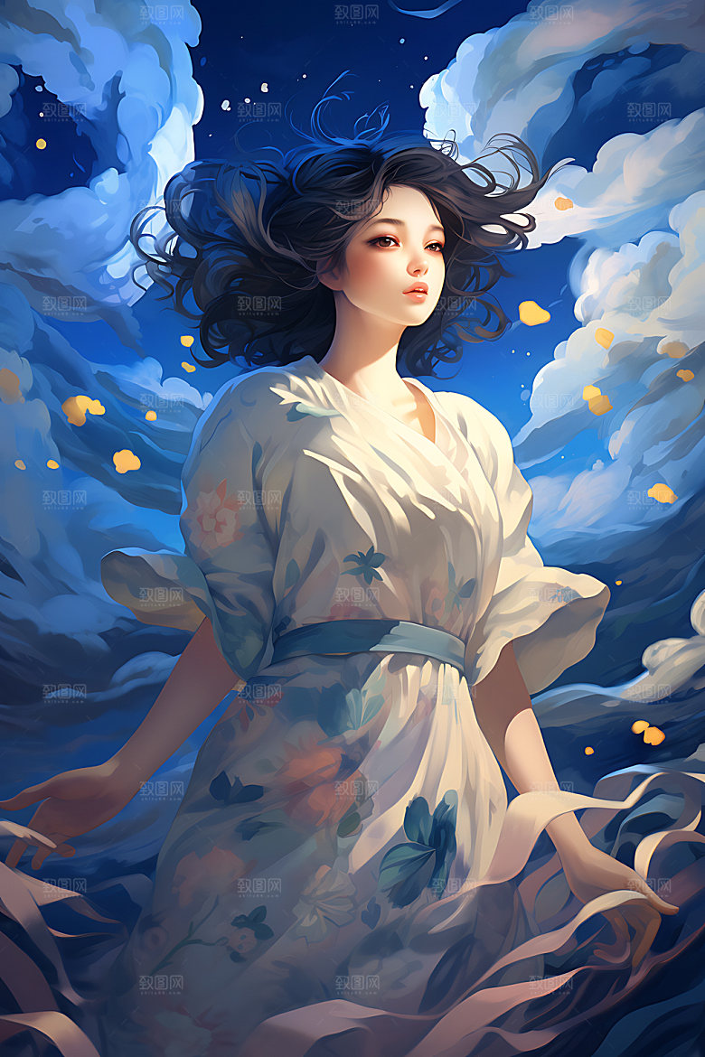 仙女柔美唯美插画