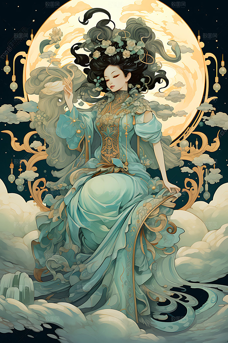 仙女中国风灵动插画