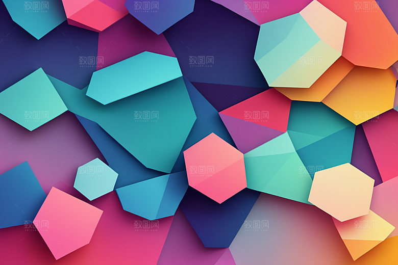 多边形撞色简约背景图