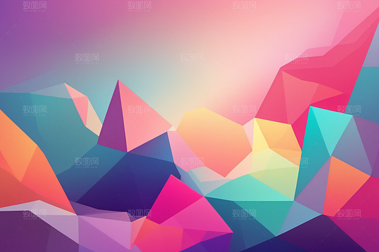 多边形撞色几何背景图