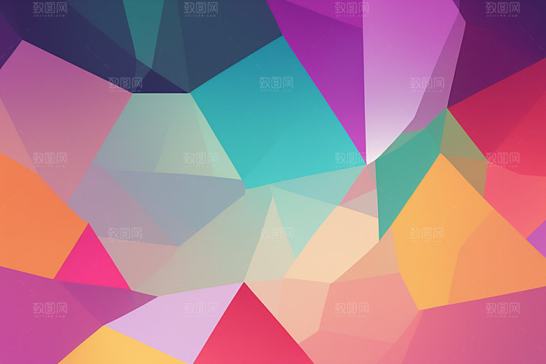 多边形几何撞色背景图