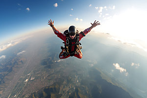 多人跳伞企业精神企业文化摄影图