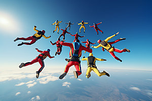 多人跳伞企业文化极限运动摄影图