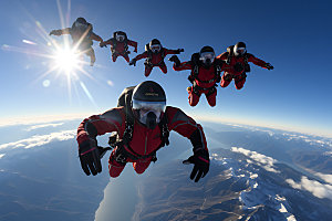 多人跳伞极限运动企业精神摄影图