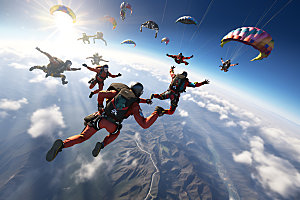 多人跳伞极限运动企业精神摄影图