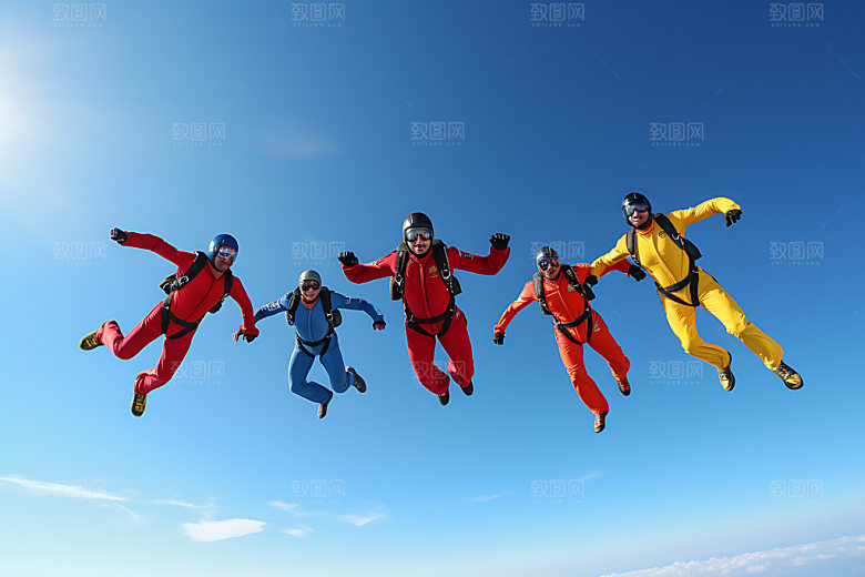 多人跳伞企业文化挑战摄影图