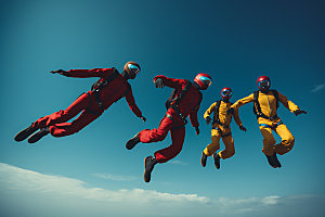 多人跳伞机遇挑战摄影图