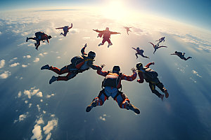 多人跳伞企业文化企业精神摄影图