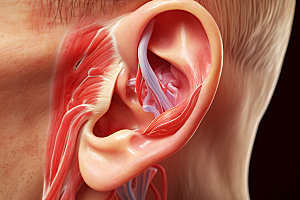 耳部构造人体剖面耳科插图