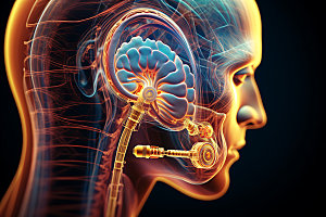 耳部构造人体剖面医疗插图