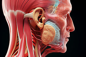 耳部构造人体剖面医学插图