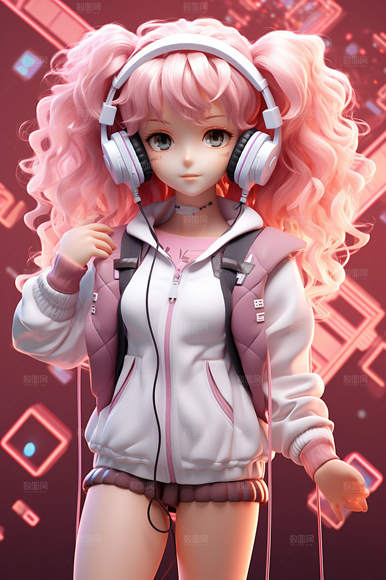 耳机少女手办人偶模型