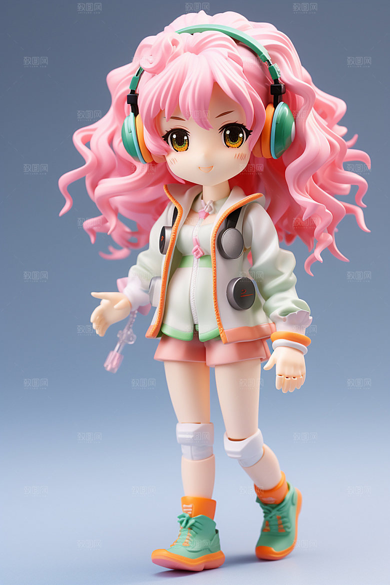 耳机少女3D可爱模型
