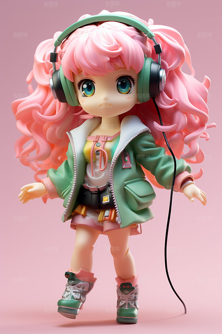 耳机少女时尚3D模型