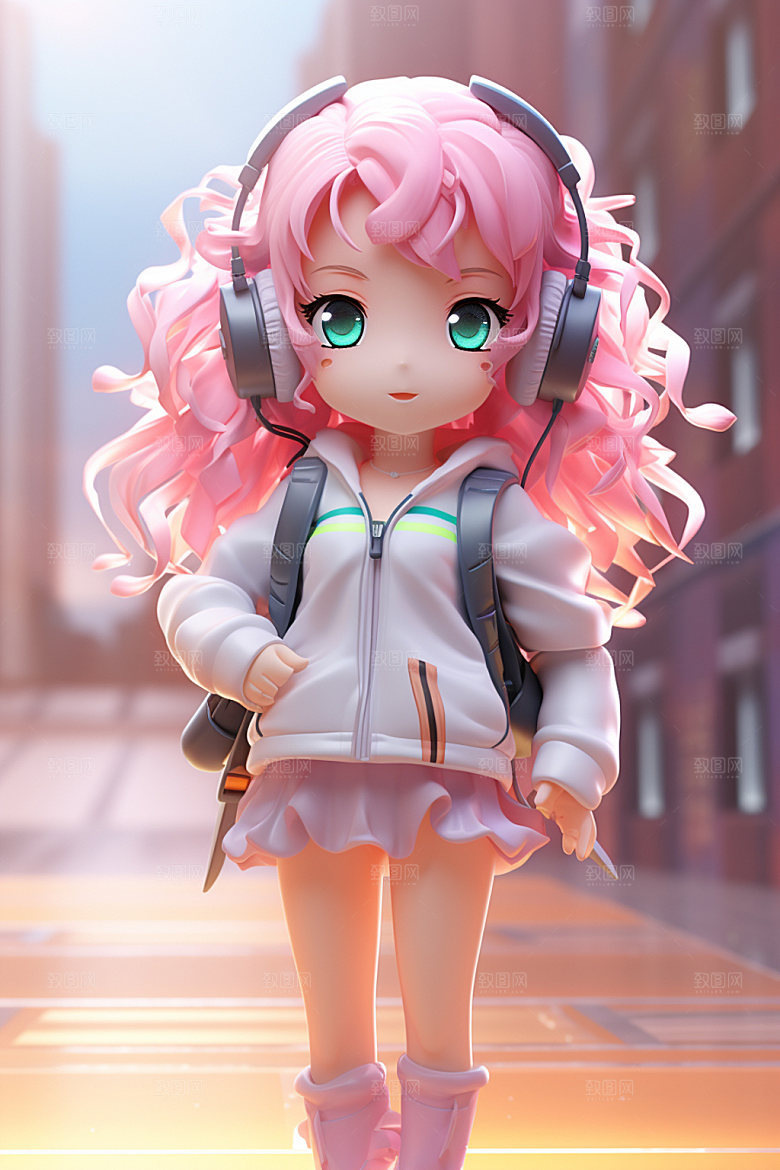耳机少女3D立体模型