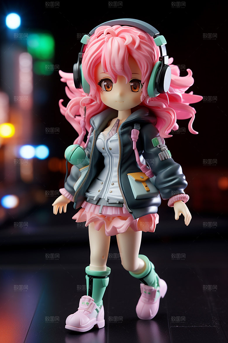 耳机少女可爱立体模型