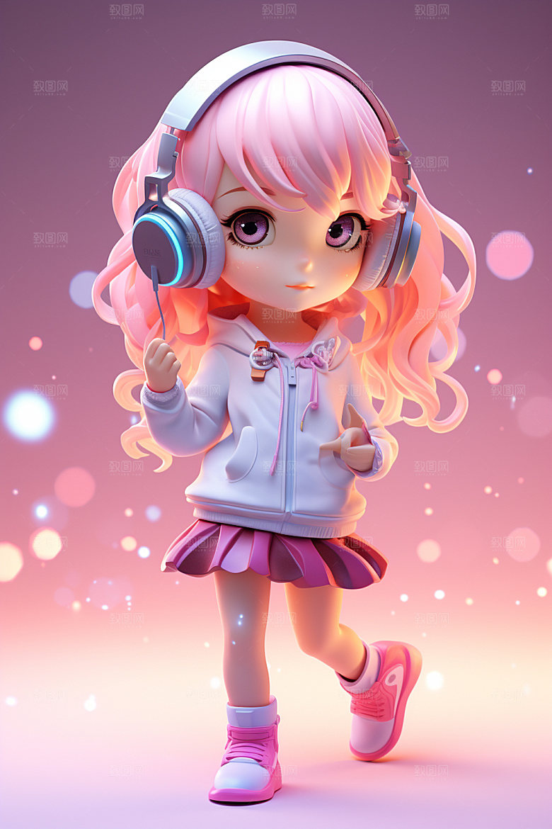 耳机少女手办人偶模型