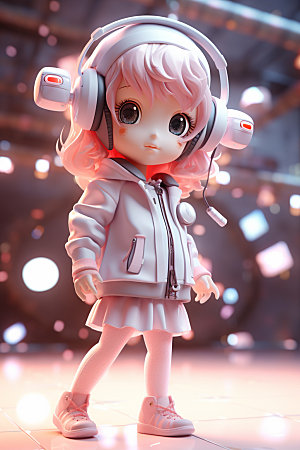 耳机少女手办3D模型