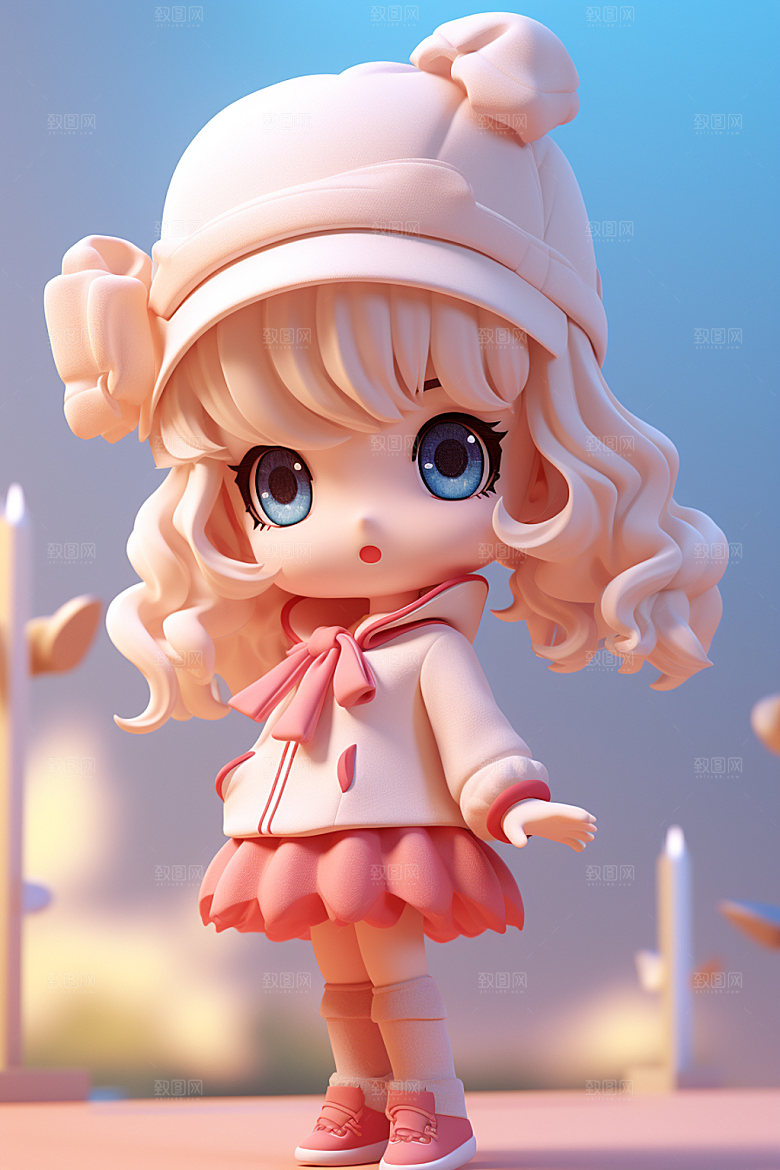 耳机少女可爱形象模型