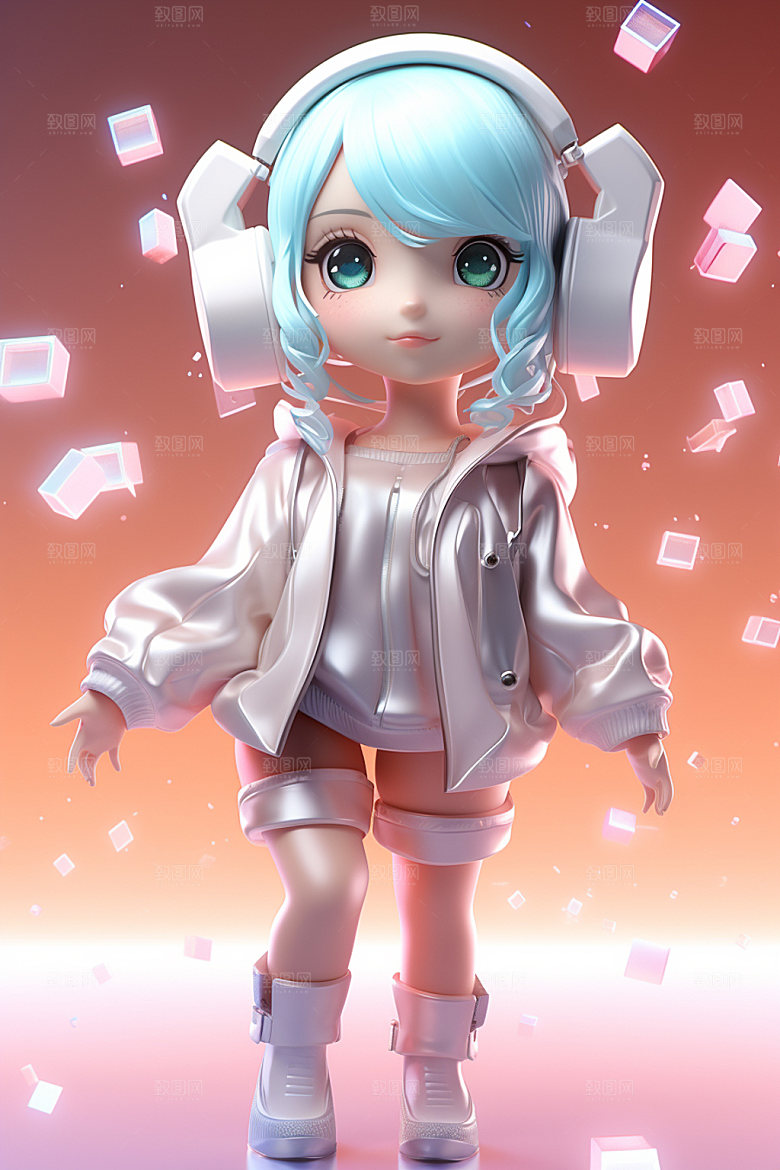 耳机少女手办形象模型