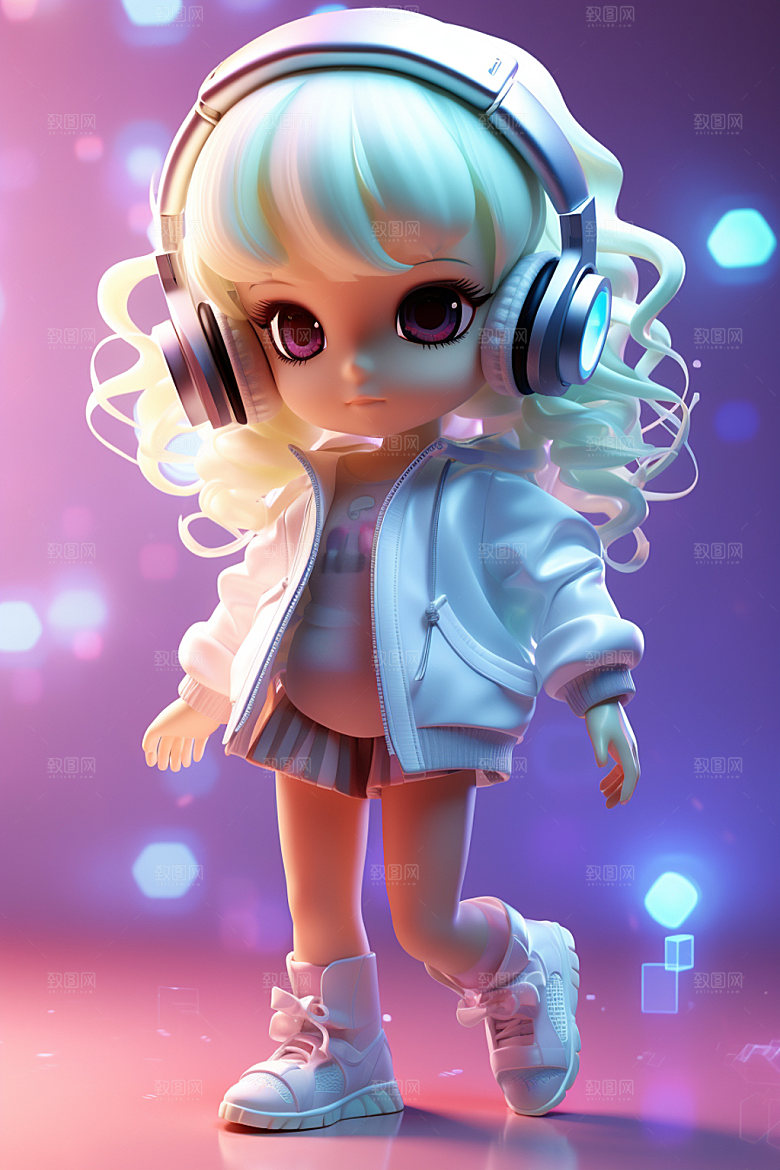 耳机少女手办立体模型