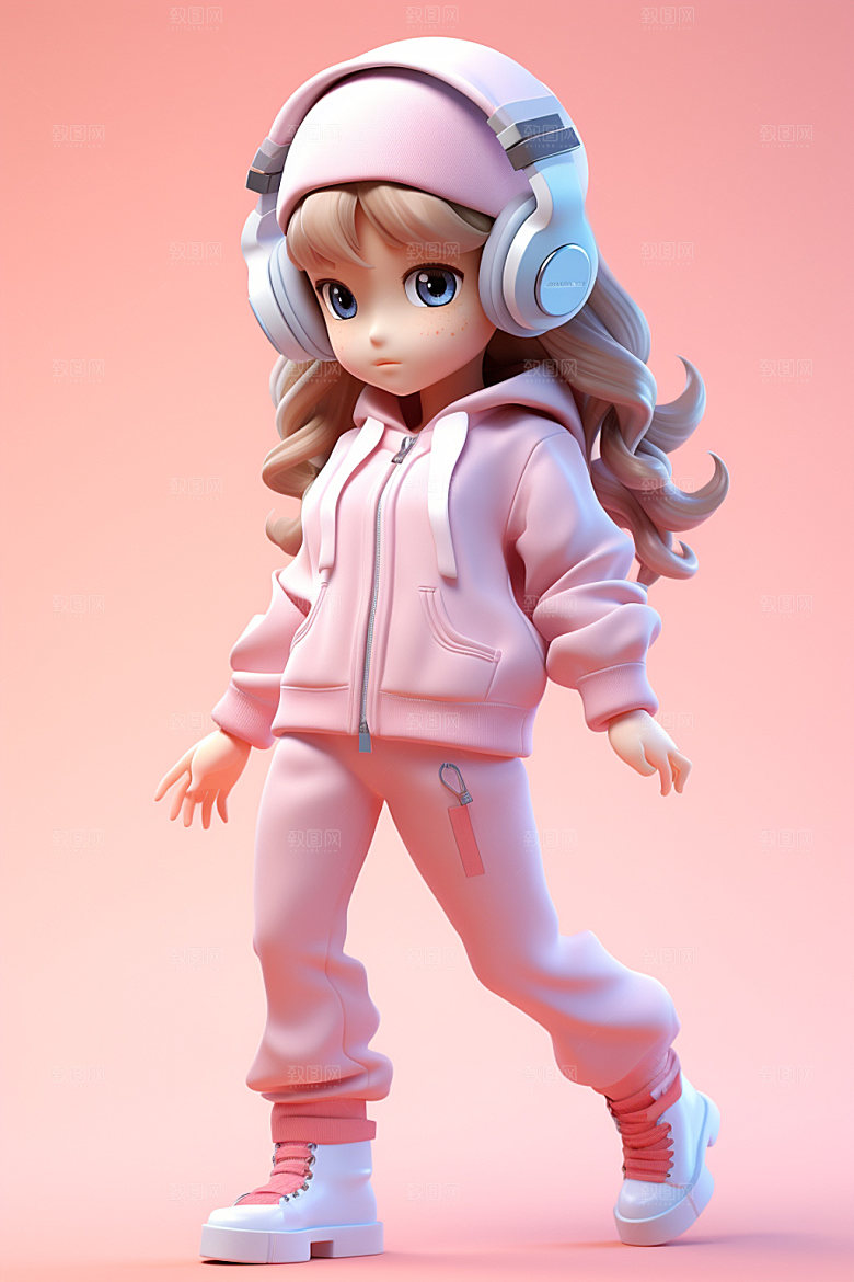 耳机少女形象手办模型