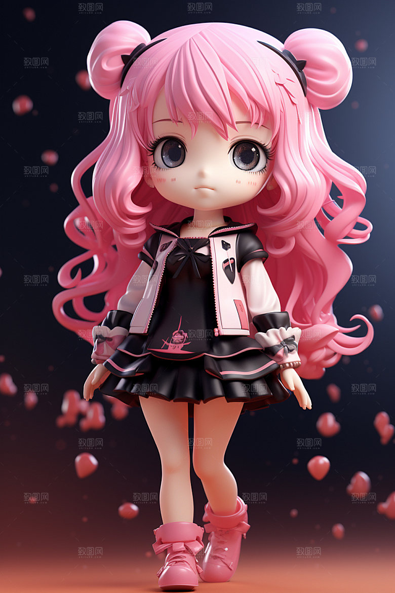 耳机少女3D可爱模型