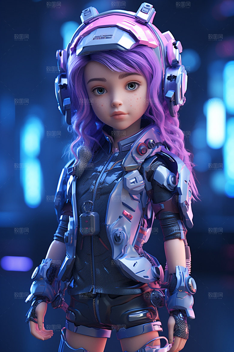 耳机少女手办3D模型