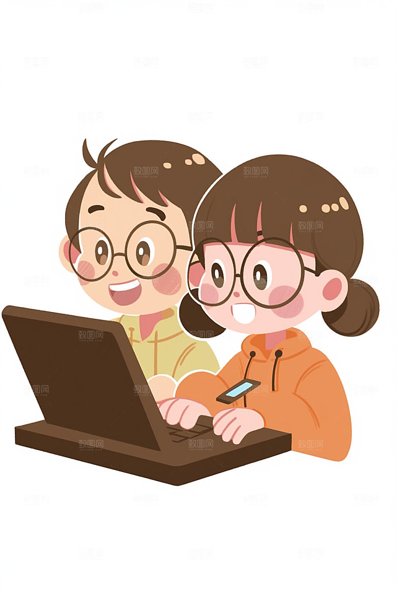 儿童编程少年天才插画