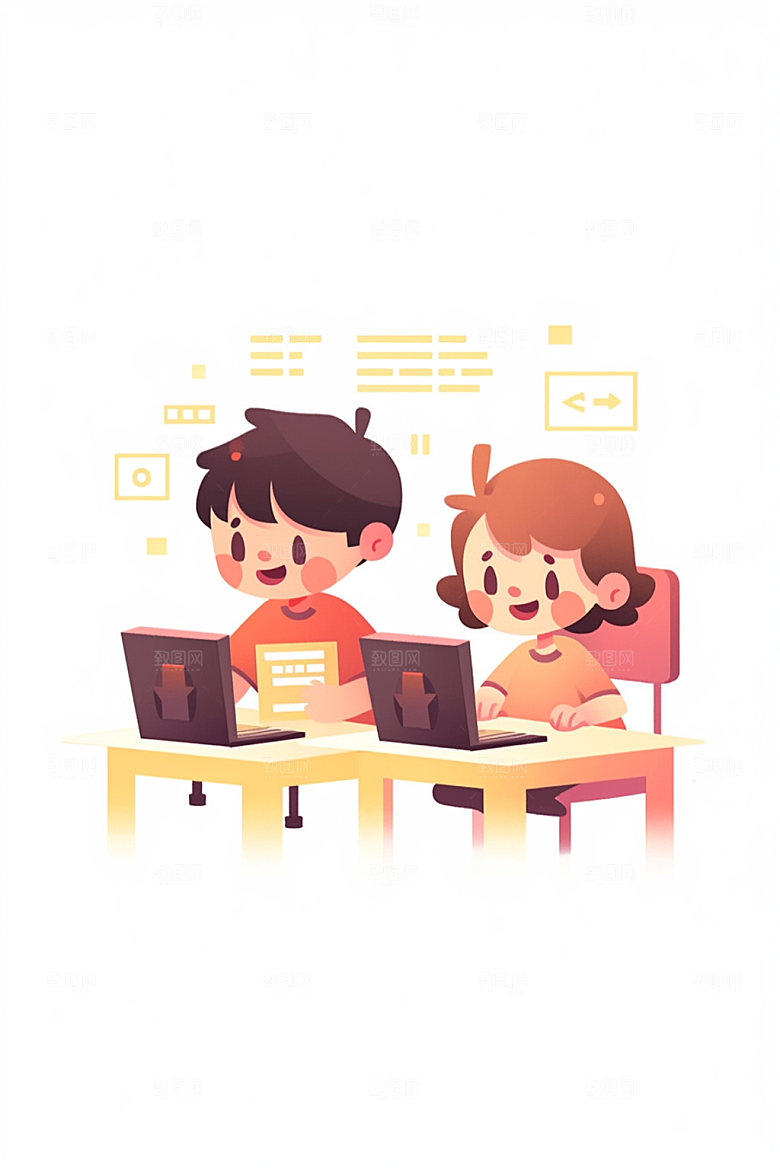 儿童编程少年智力开发插画
